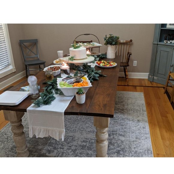 Farmhouse Table Runner Country Cottage Decor White Cotton Decorative Cloth 12x72 - Picture 5 of 9